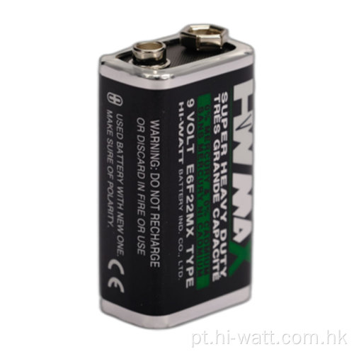 Revestimento de metal da bateria 6F22 9V do zinco do carbono de HW